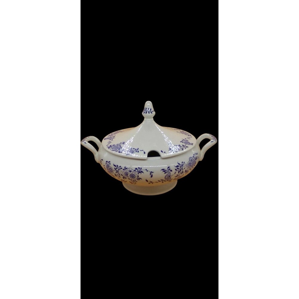 Laveno Italy Covered Soup Tureen with Lid Blue and White Floral